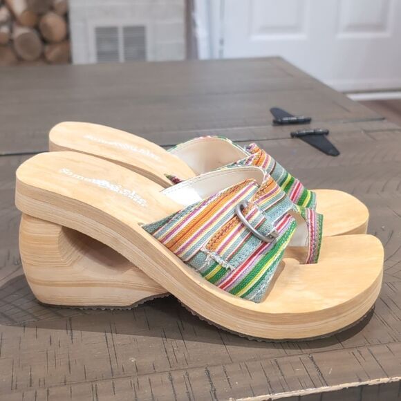 Y2K Skechers Canvas Clog Sandals Something Else Sz 7 - Picture 1 of 10